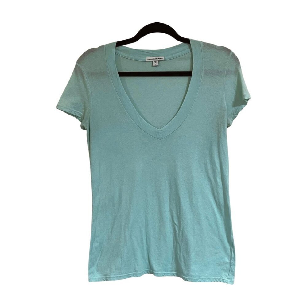 James Perse Light Green V-Neck Short Sleeve Tee Size 1 (Small)